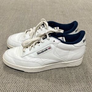 Reebok Club C 85 White Navy Tennis Leather Sneakers